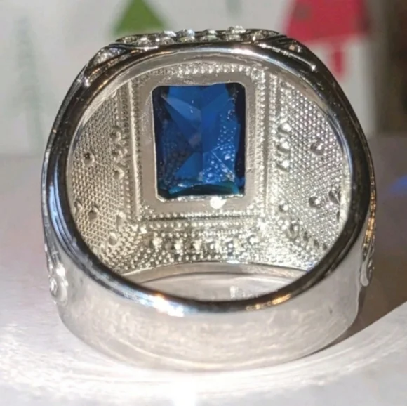 Silver and Blue Men's Ring